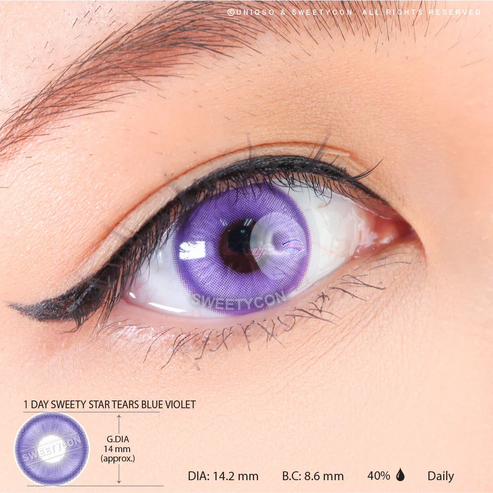 1 Day Sweety Star Tears Blue Violet (2 or 10 lenses/pack) - Image 3