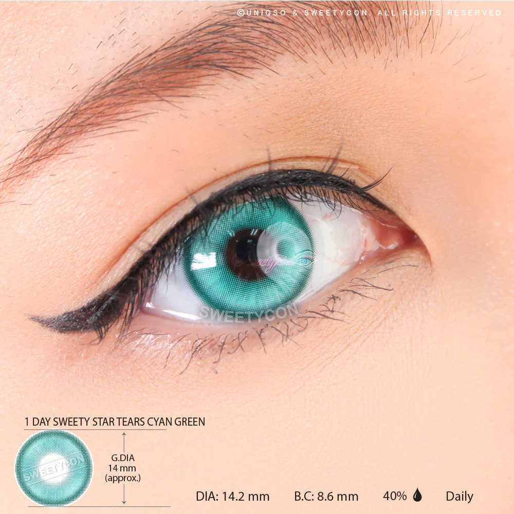 1 Day Sweety Star Tears Cyan Green (2 or 10 lenses/pack) - Image 3