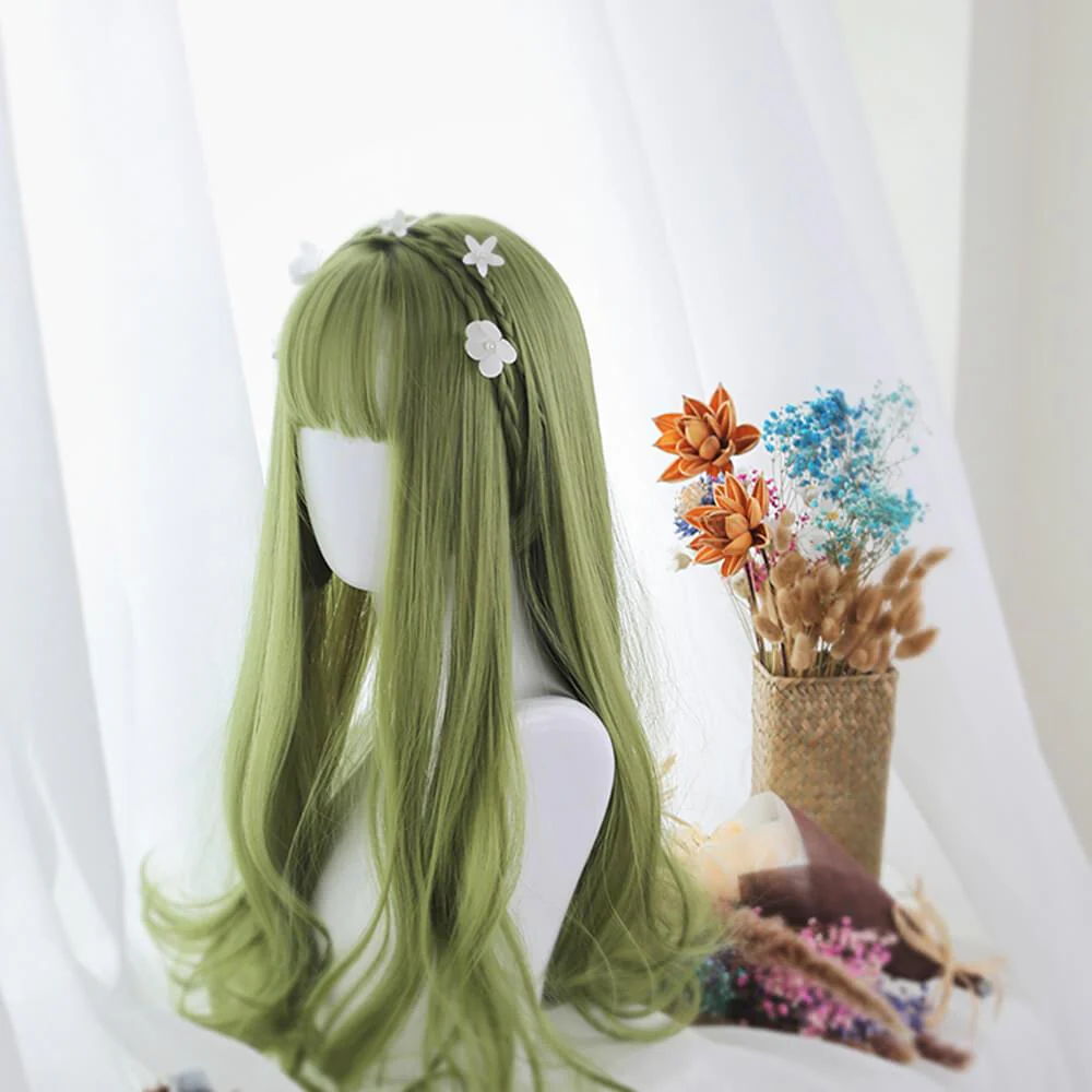 Sage Green Extra Long with Wavy Ends Lolita Wig - Image 4