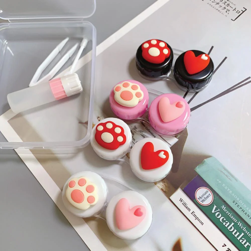 Cute Paw & Love Lens Case Travel Kit (3 Pairs) - Image 3