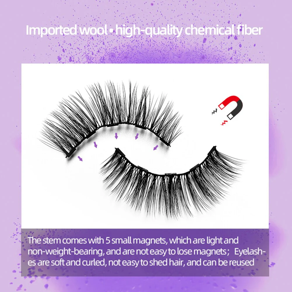 Natural Long Faux Mink Magnetic Eyelashes Full Kit Set (5 Pairs) - Image 3