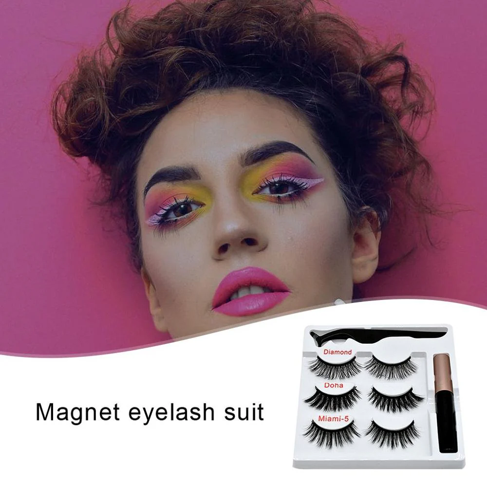 Mixed Designs Faux Mink Magnetic Eyelashes Kit Set (3 Pairs) - Image 2