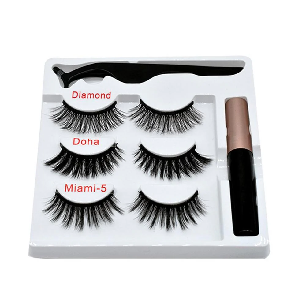 Mixed Designs Faux Mink Magnetic Eyelashes Kit Set (3 Pairs) - Image 5
