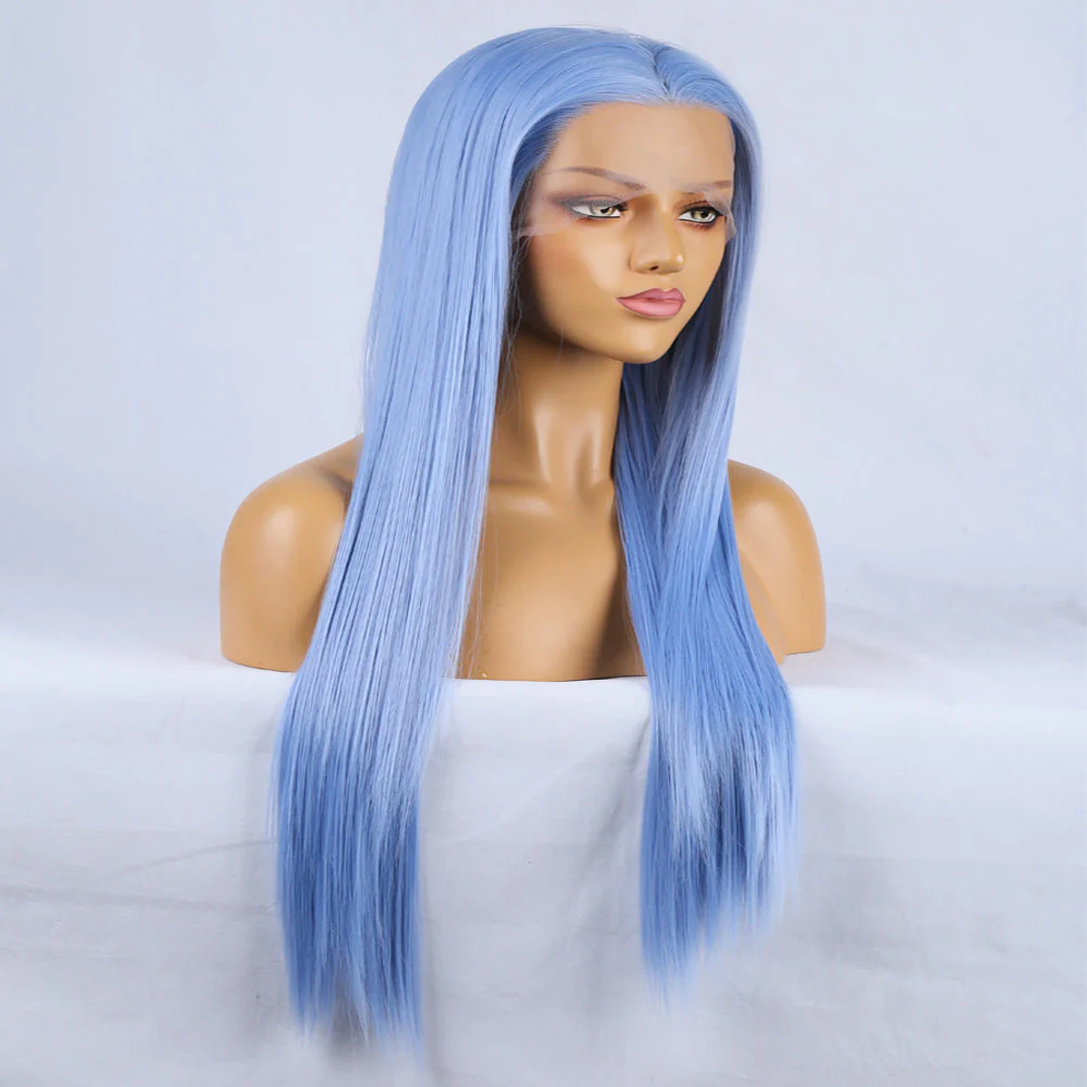 Pamper Blue Front Lace Long Hair Wig - Image 4