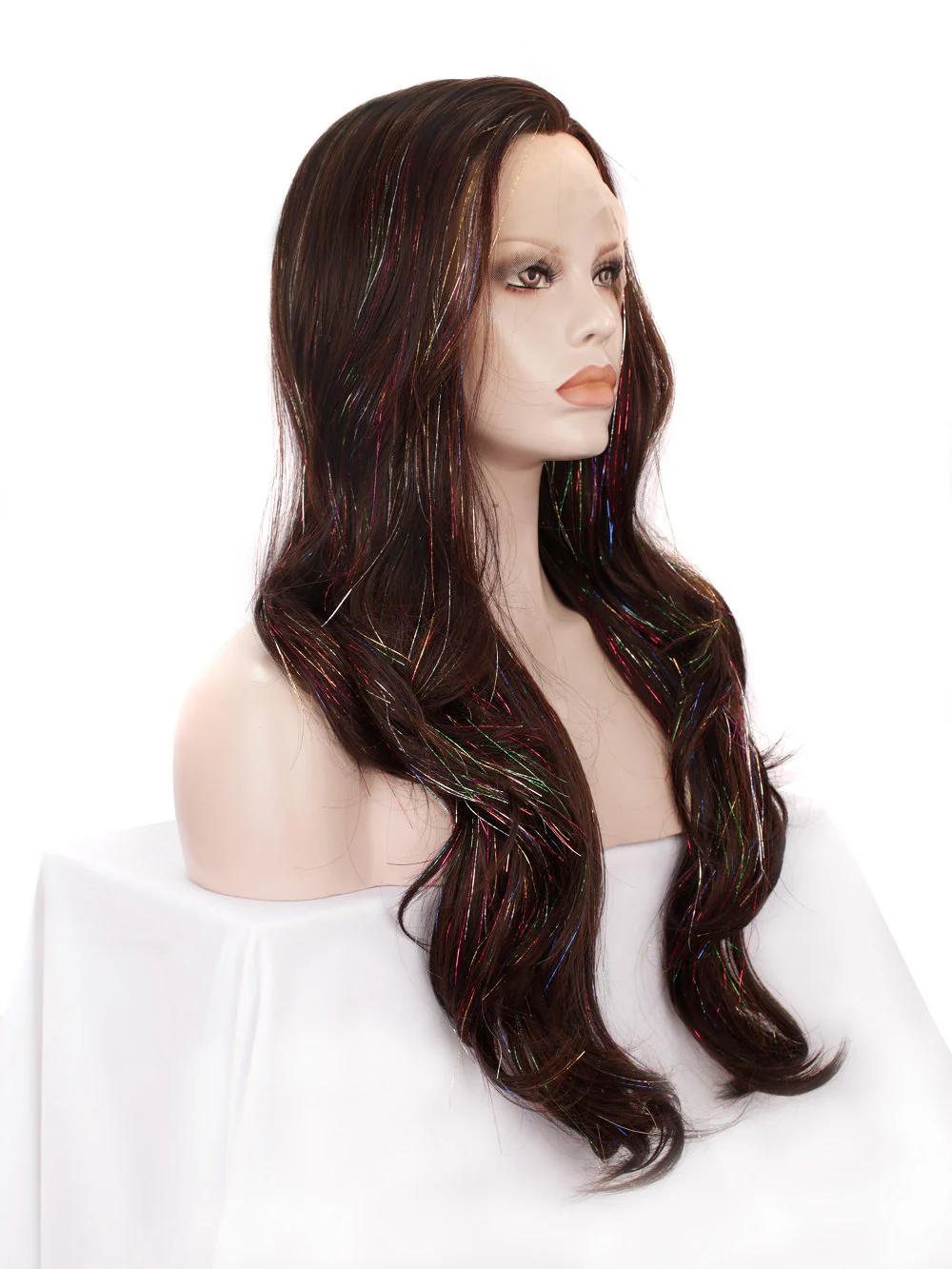Premium Wig - Copper Blend Shiny Tinsel Lace Front Tinsel - Image 2