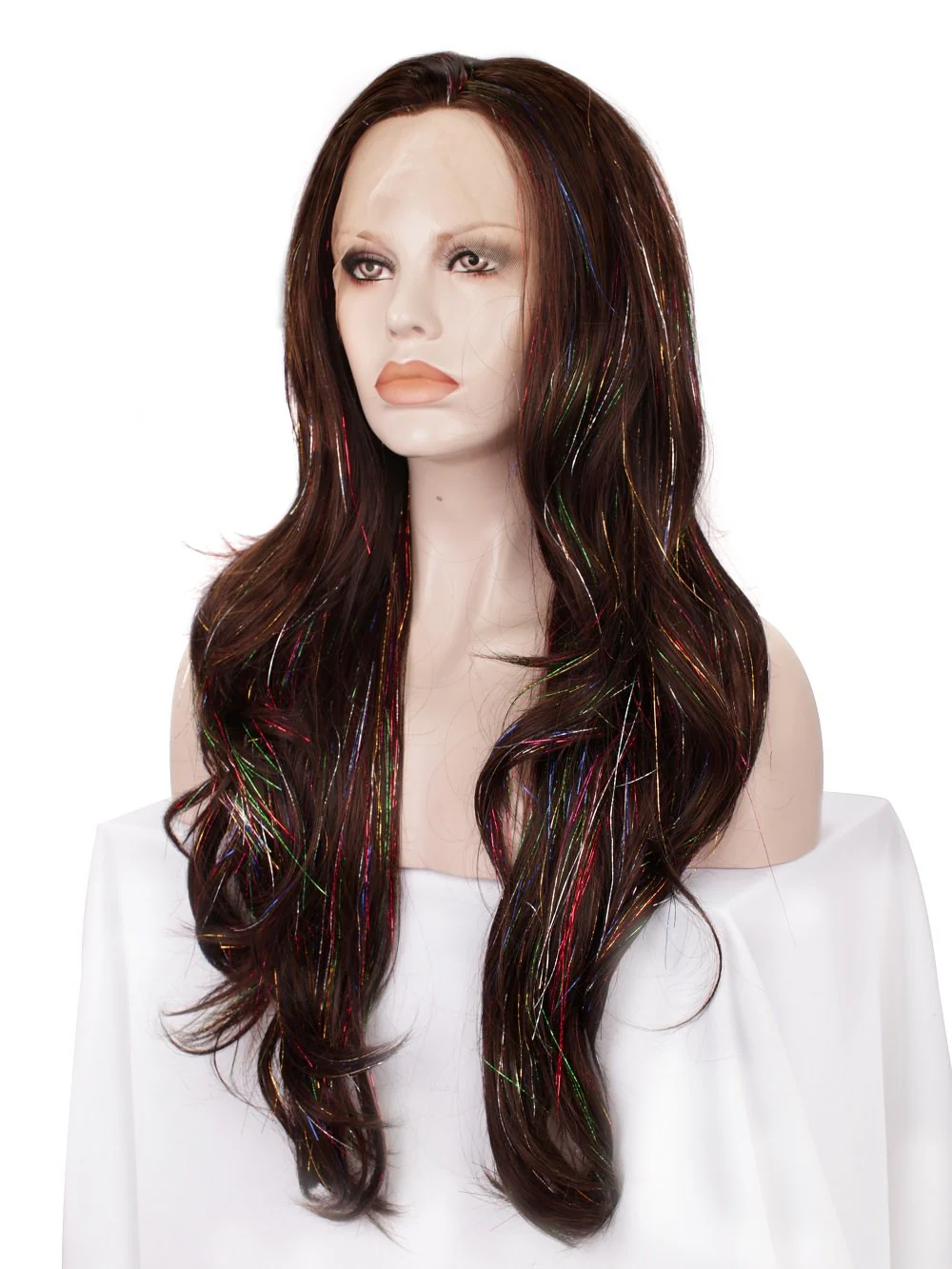 Premium Wig - Copper Blend Shiny Tinsel Lace Front Tinsel - Image 3