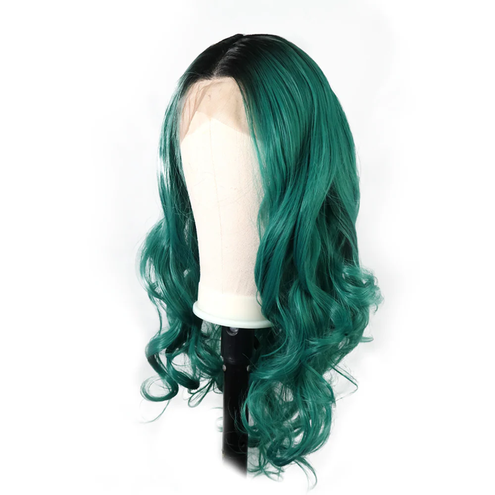 Premium Wig - Emerald Green Sleek Extra Long Lace Front Wig - Image 2