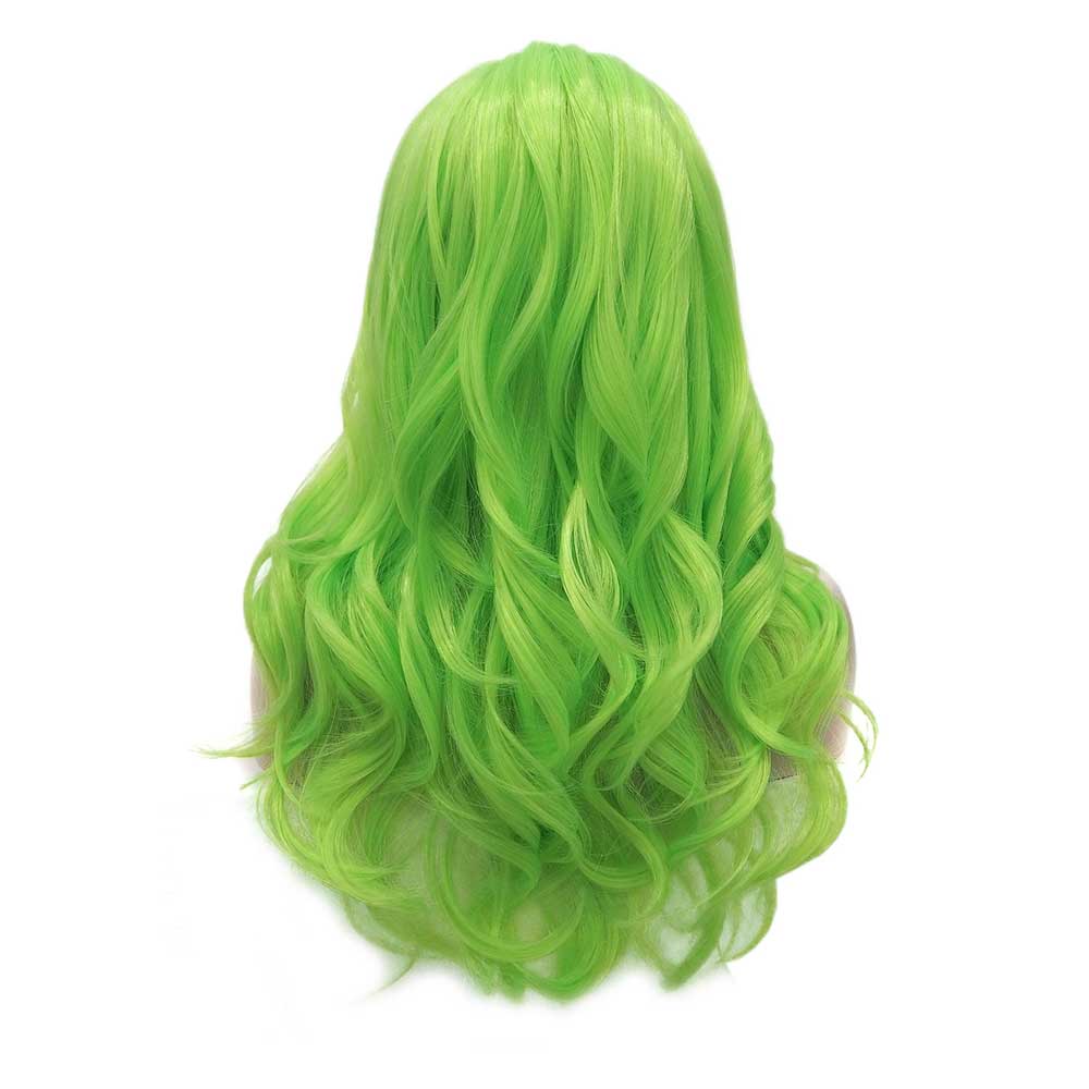 Premium Wig - Fluorescent Green Side Sweep Long Lace Front Wig - Image 2