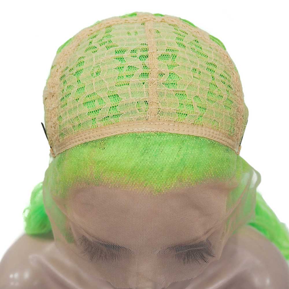 Premium Wig - Fluorescent Green Side Sweep Long Lace Front Wig - Image 3