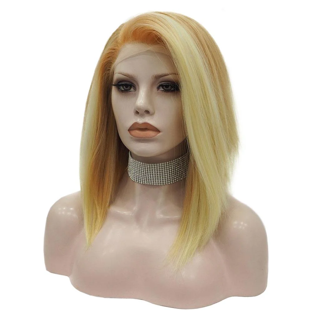 Premium Wig - Khaki Lemon Medium Straight Lace Front Wig - Image 2