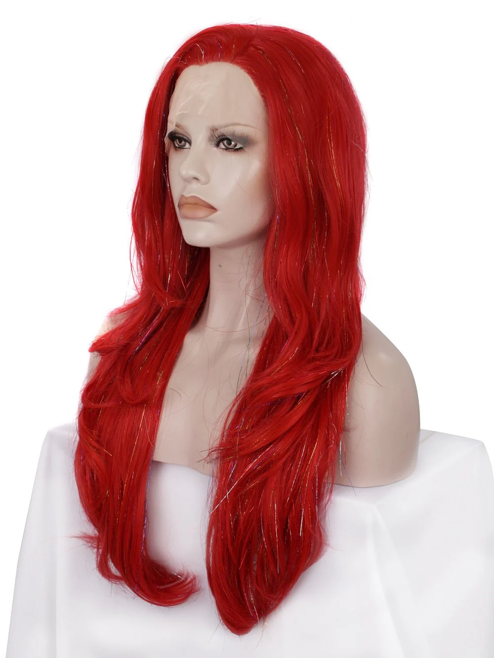 Premium Wig - Poppy Red Layered Lace Front Tinsel - Image 2
