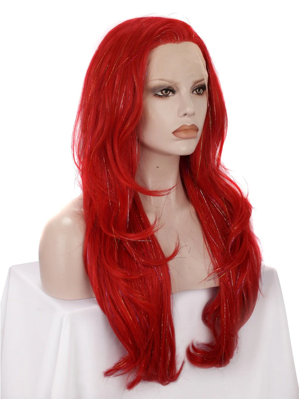 Premium Wig - Poppy Red Layered Lace Front Tinsel - Image 3