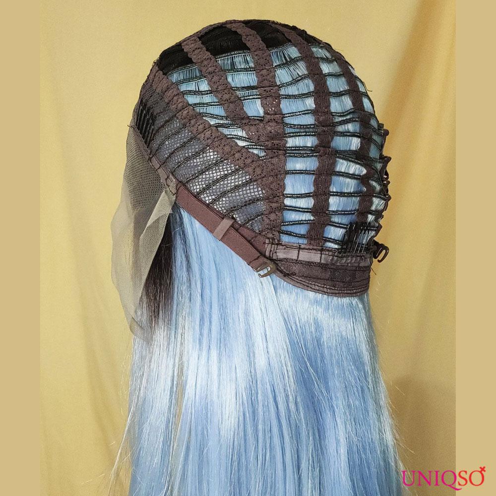 Premium Wig - Rooted Glacier Blue Long Straight Lace Front Wig - Image 6