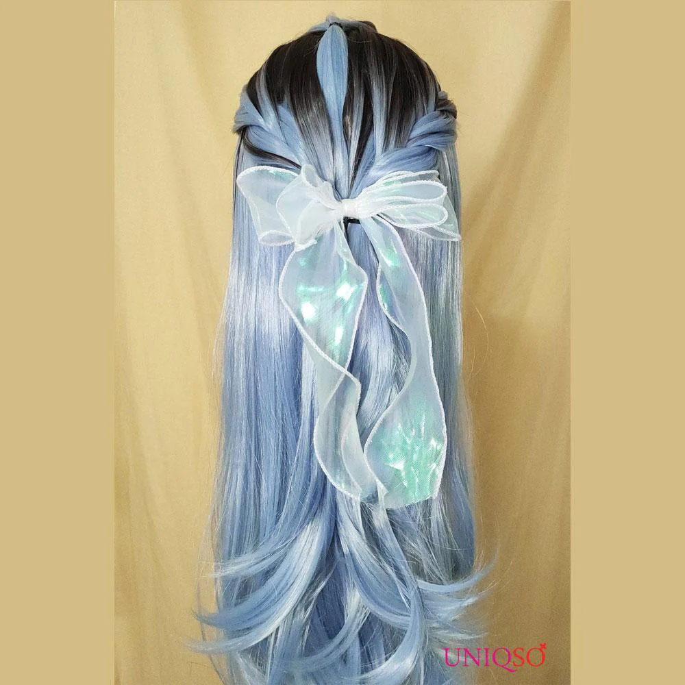 Premium Wig - Rooted Glacier Blue Long Straight Lace Front Wig - Image 7