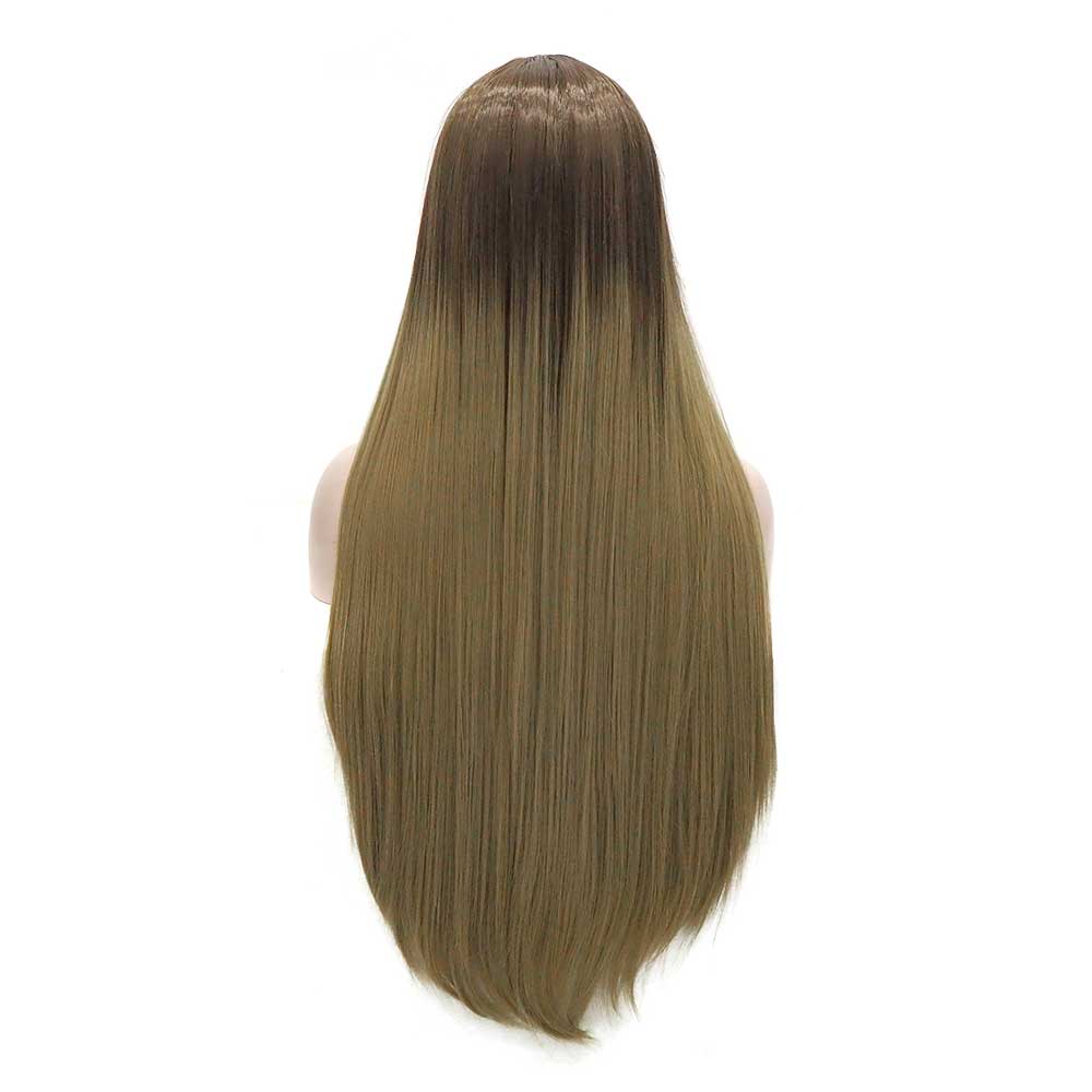 Premium Wig - Two-tone Tortilla Brown Long Straight Lace Front Wig - Image 4
