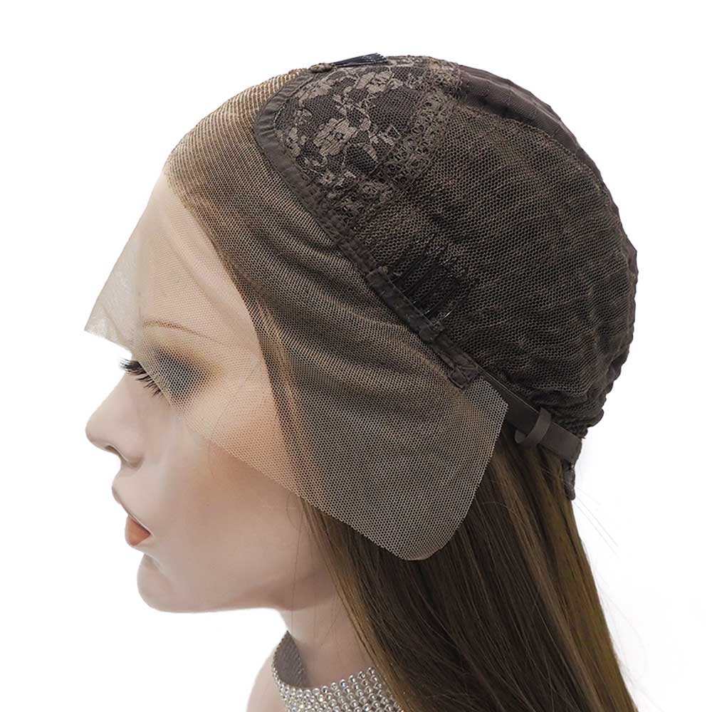 Premium Wig - Two-tone Tortilla Brown Long Straight Lace Front Wig - Image 6