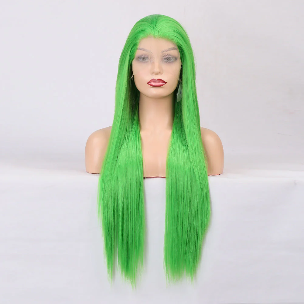 Rich Green Front Lace Long Hair Wig
