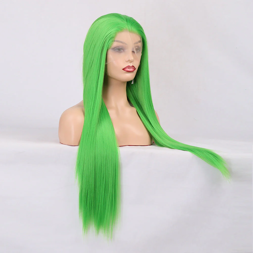 Rich Green Front Lace Long Hair Wig - Image 2
