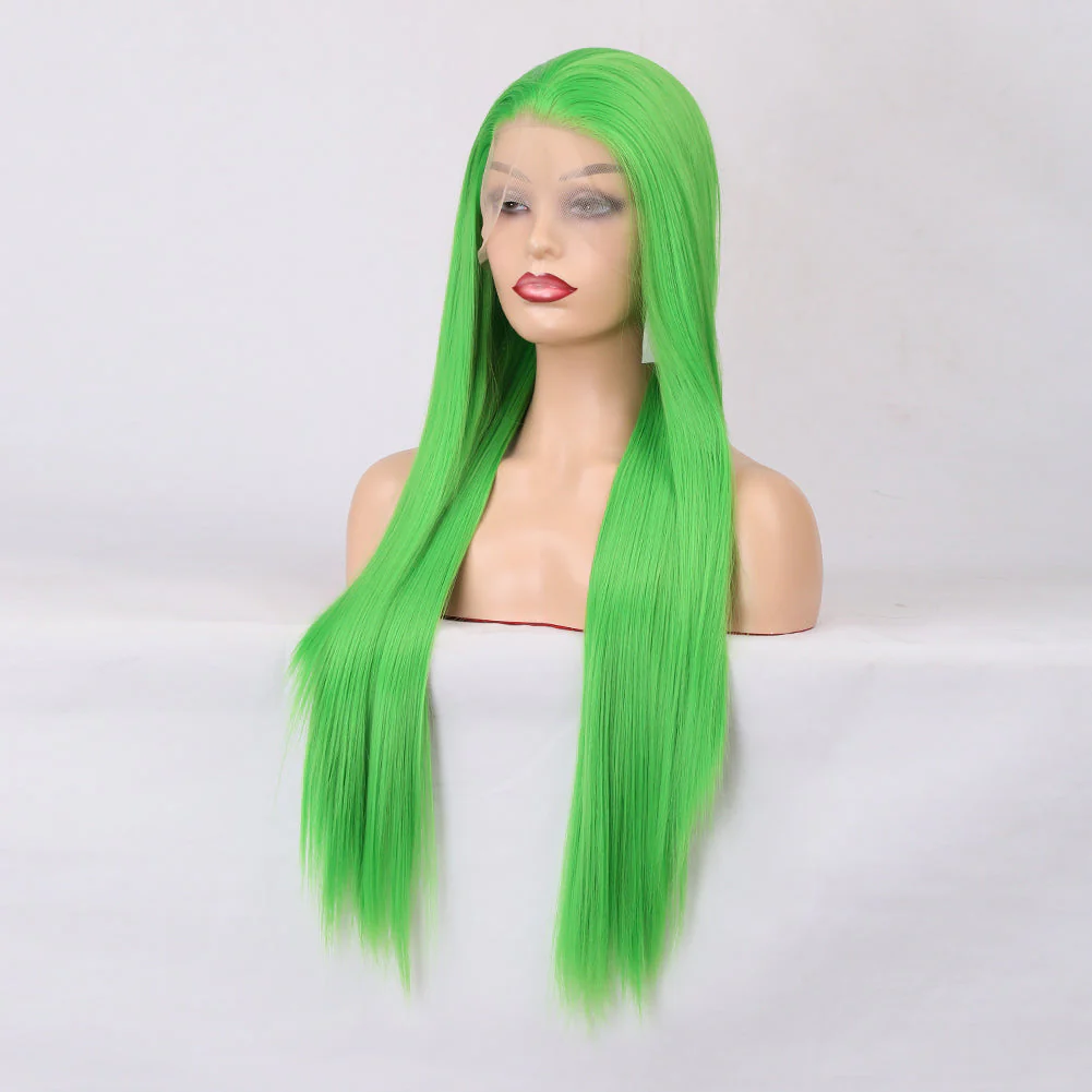 Rich Green Front Lace Long Hair Wig - Image 3
