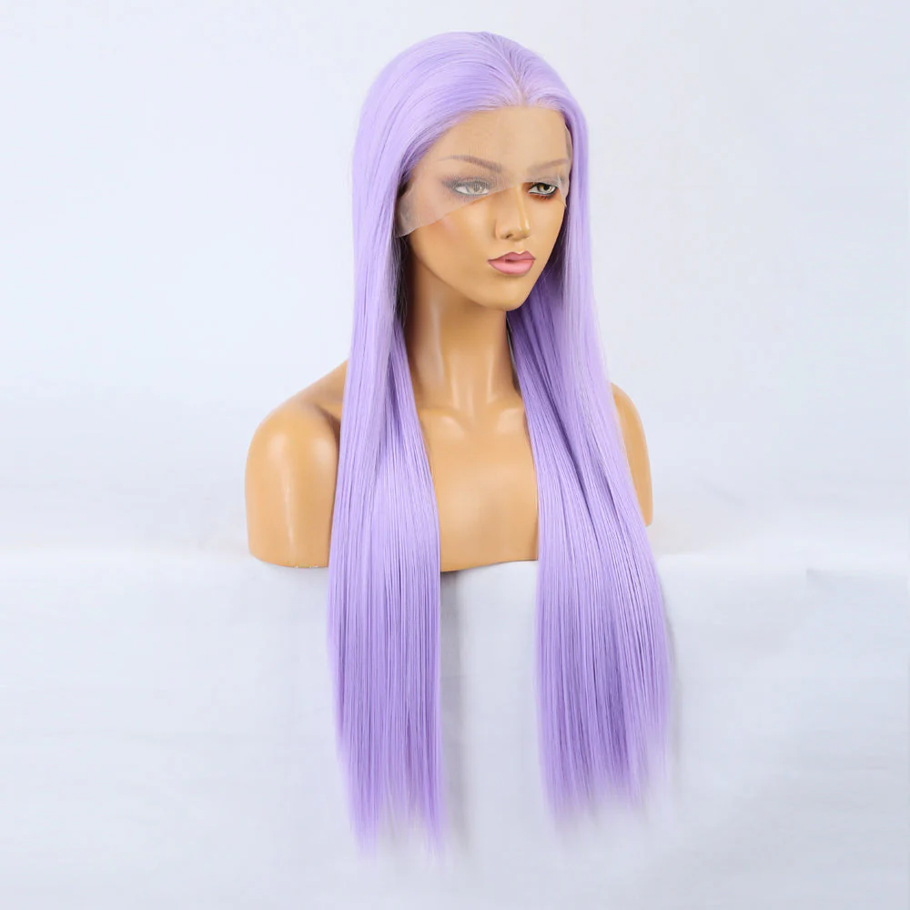 Sassy Shades Light Purple Front Lace Long Straight Wig - Image 2