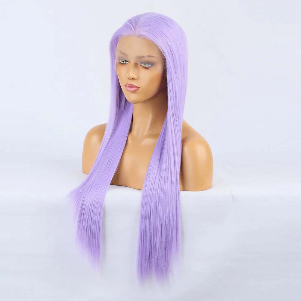 Sassy Shades Light Purple Front Lace Long Straight Wig - Image 3