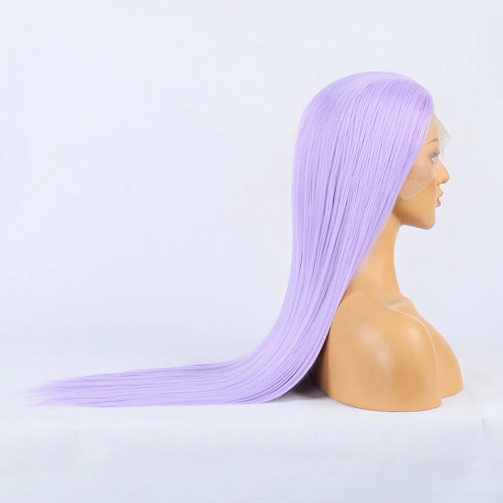 Sassy Shades Light Purple Front Lace Long Straight Wig - Image 5