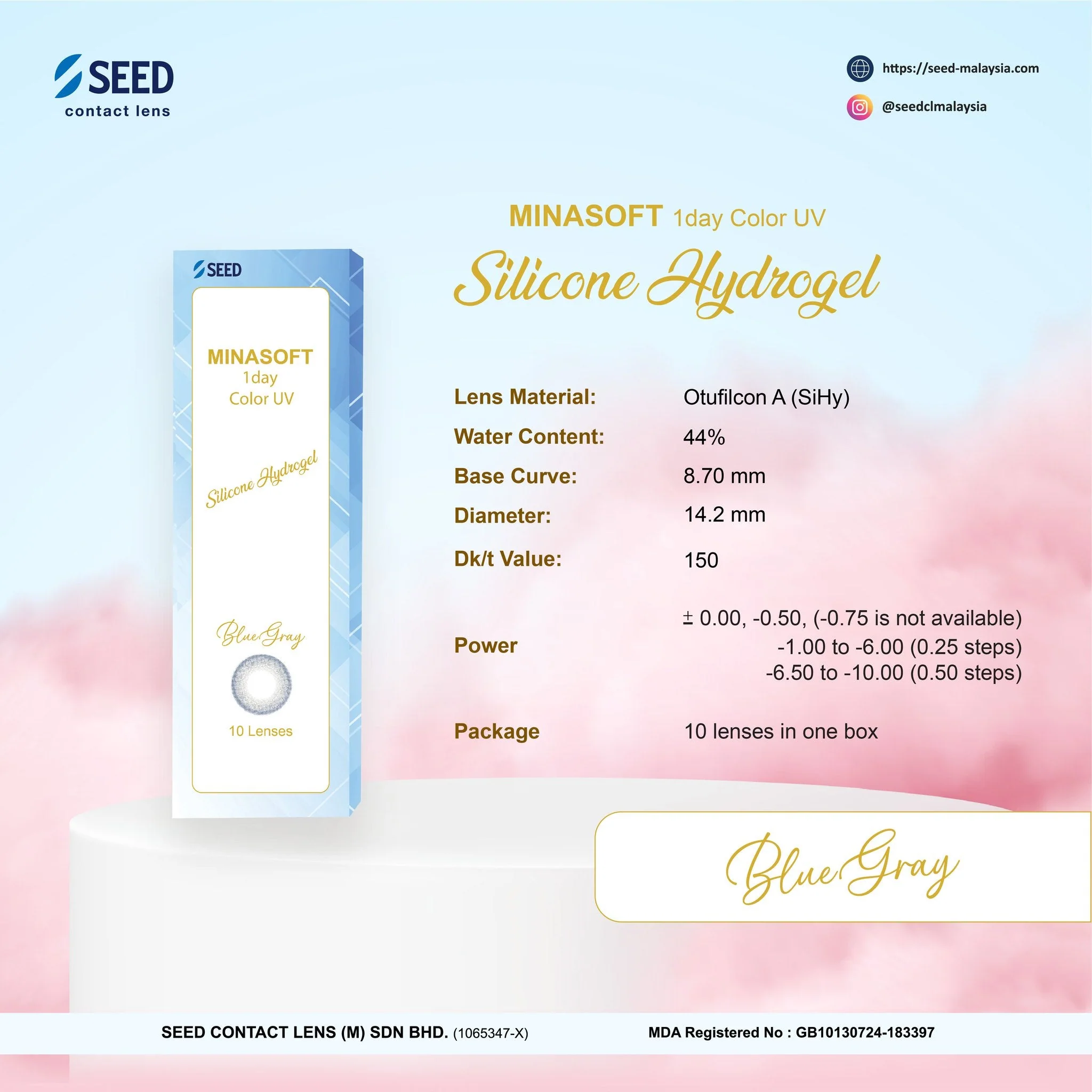 SEED Minasoft 1 day Color UV - Blue Gray - Image 5