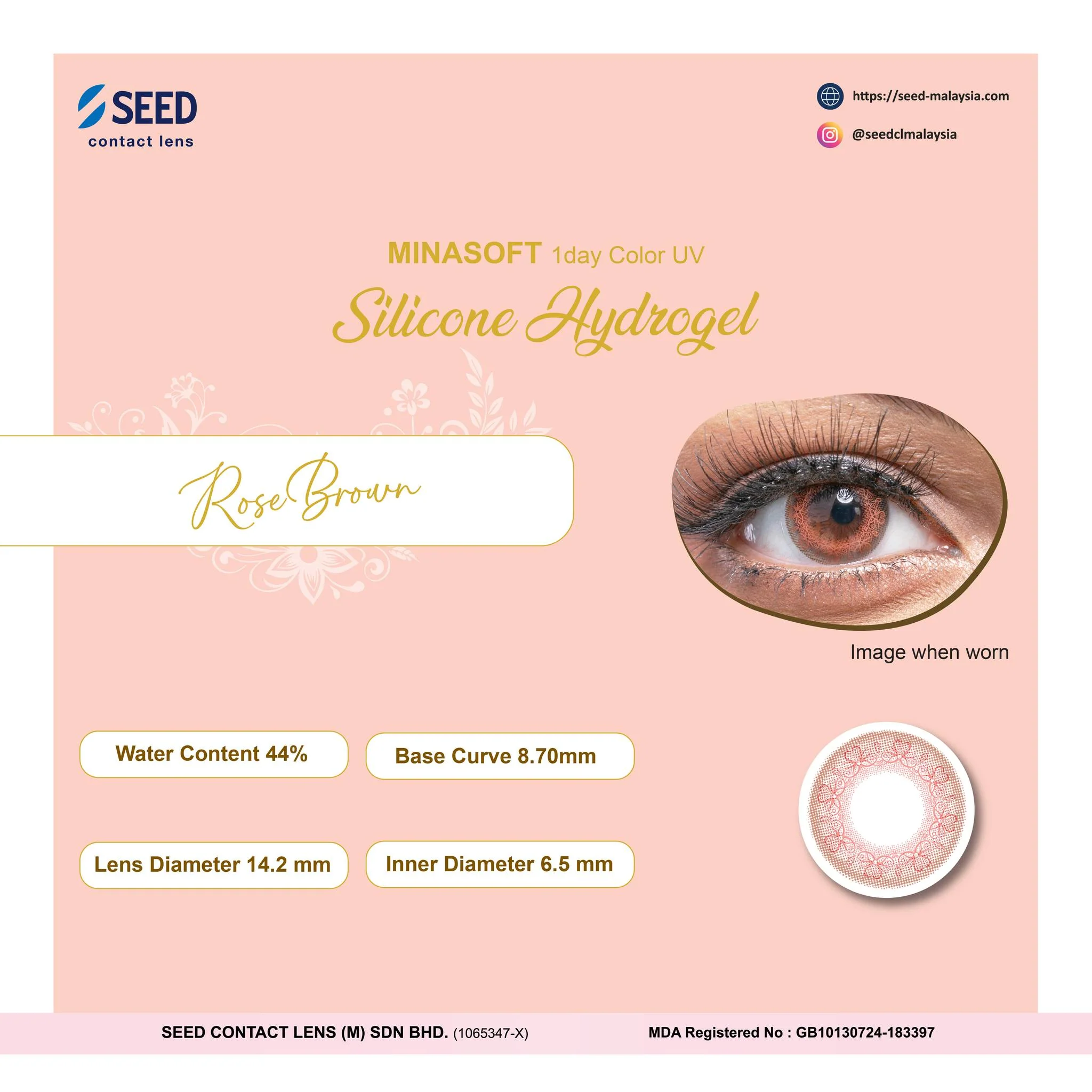 SEED Minasoft 1 day Color UV - Rose Brown - Image 4