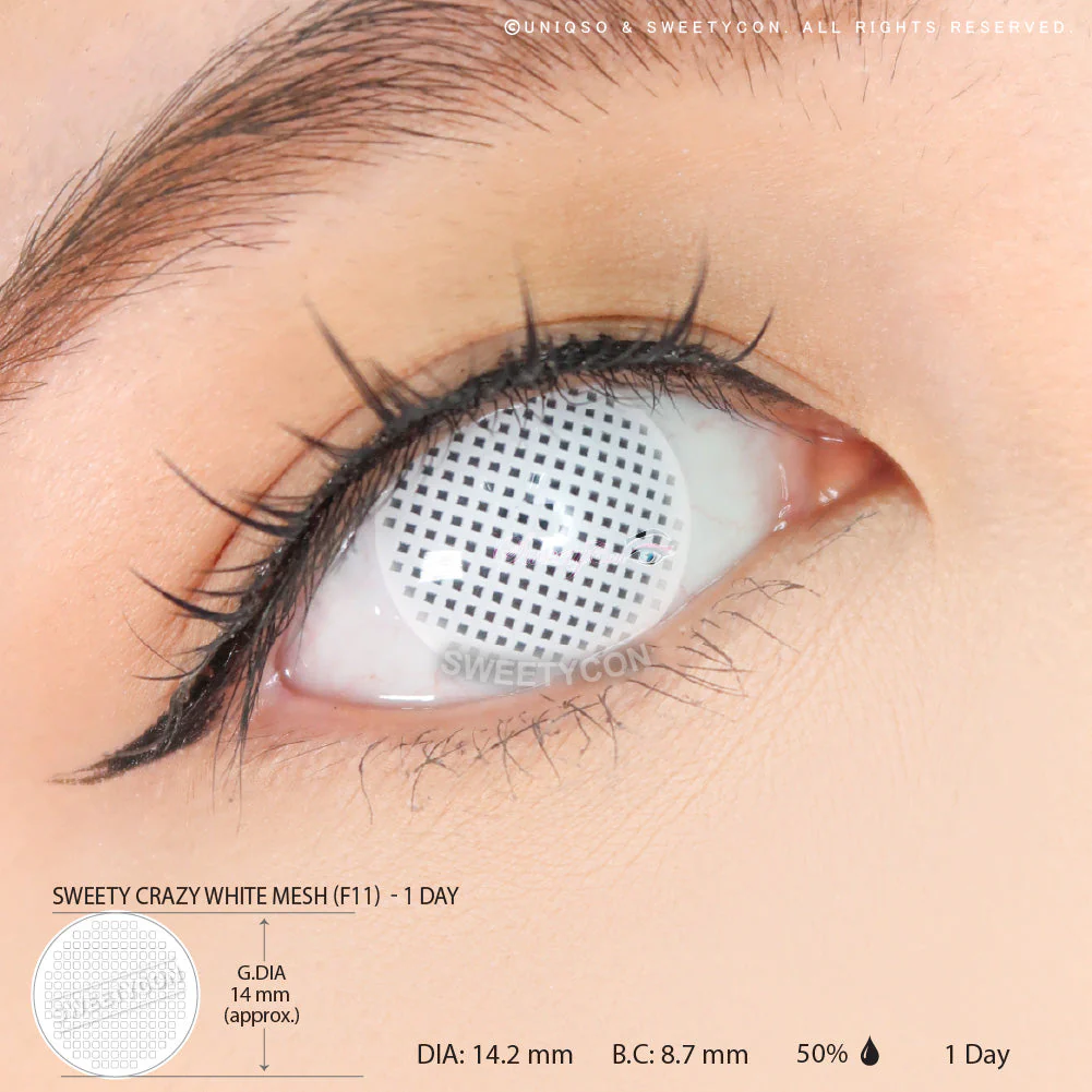 Sweety Crazy White Mesh - 1 Day Disposable (1 lens/pack) - Image 3