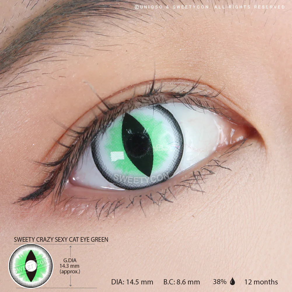 Sweety Crazy Sexy Cat Eye Green (1 lens/pack) - Image 3