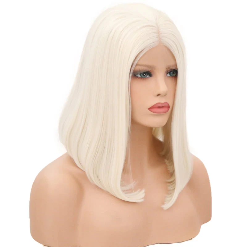 White Pearl Velvet Front Lace Bob Wig - Image 3