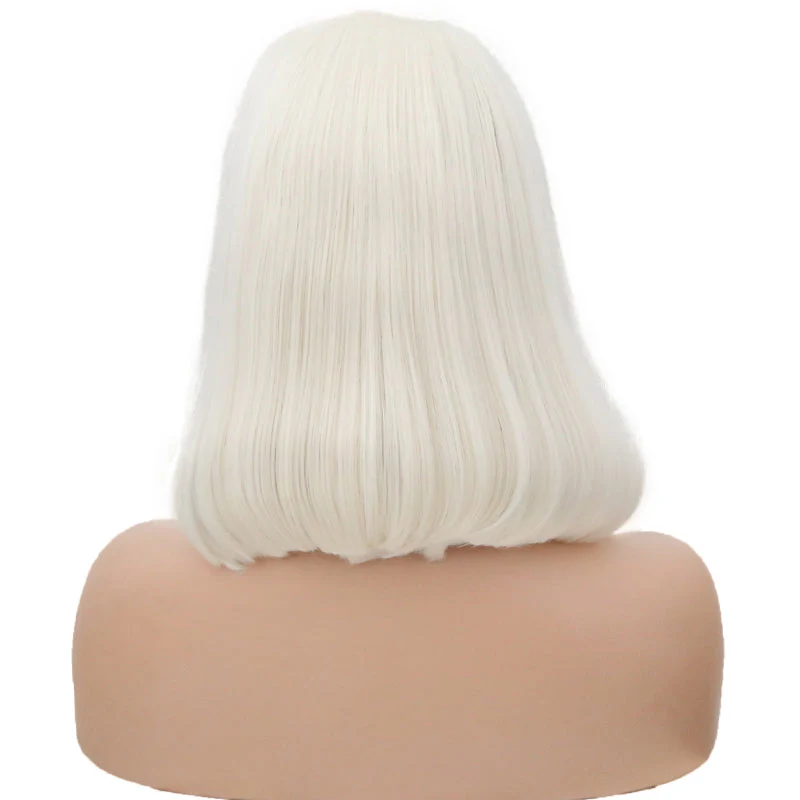 White Pearl Velvet Front Lace Bob Wig - Image 5
